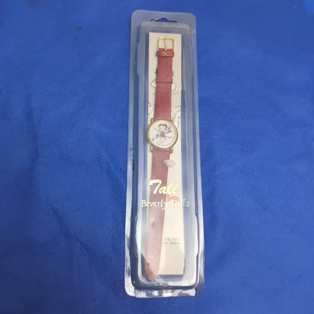 1989 Betty Boop Vintage Ladies Watch Leather Band Red Vintage New Open Box